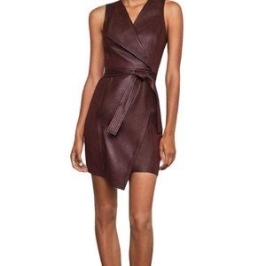 NWT BCBGMaxazria Layla Asymmetrical Faux leather Dress in Chocolate Size XS